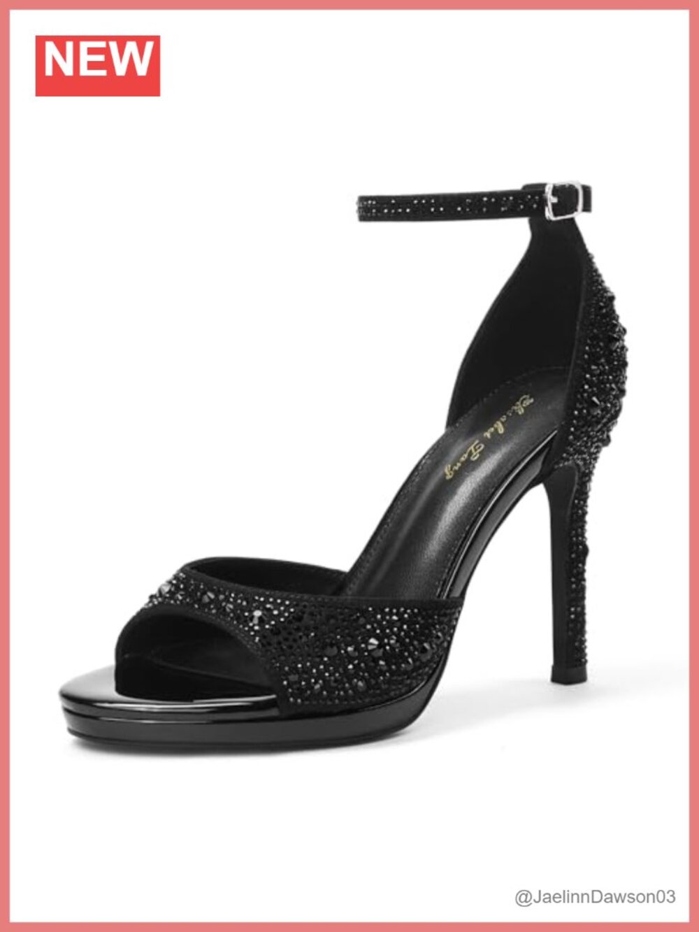 4.3IN Platform Stiletto Heeled Sandals Adjustable Ankle Strap Faux Leather